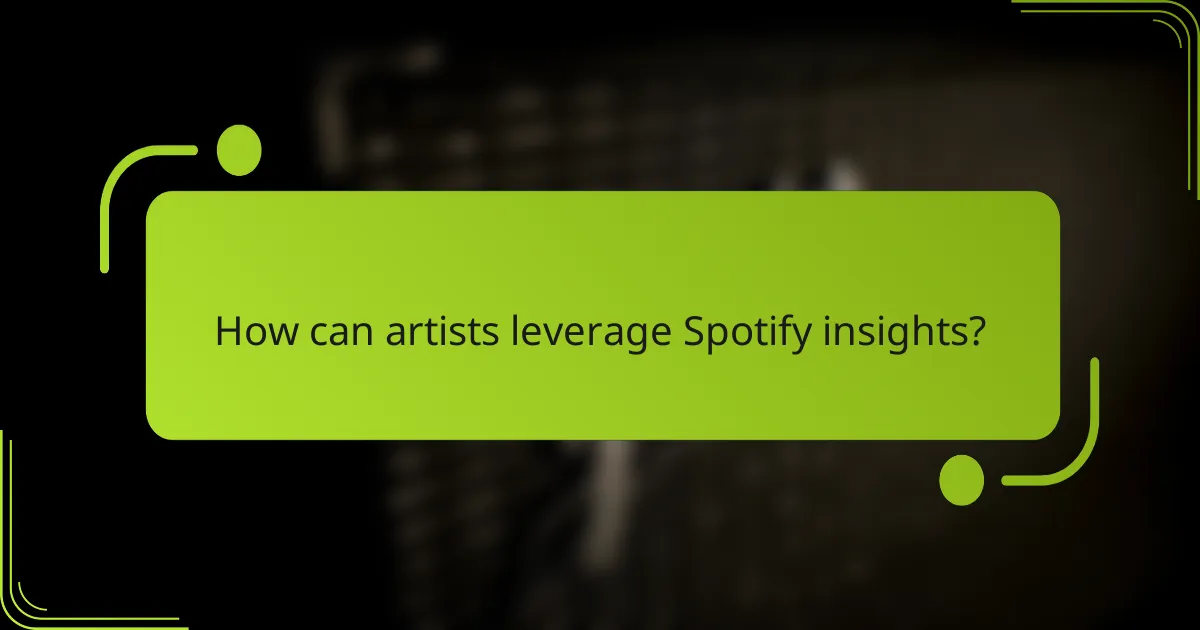 How can artists leverage Spotify insights?