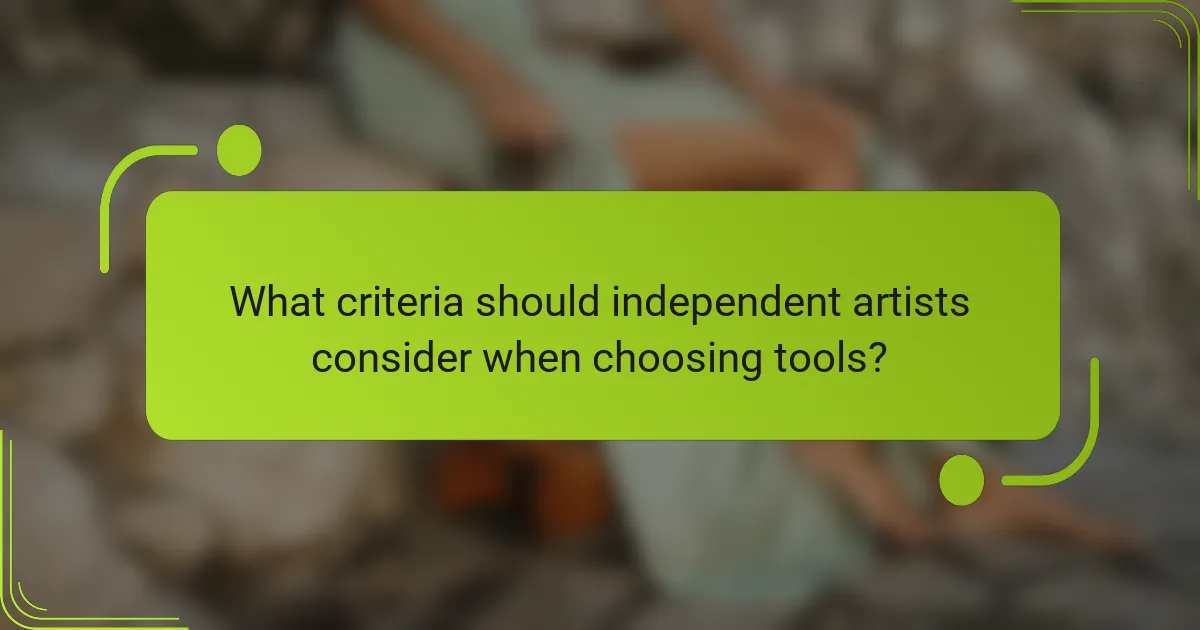 What criteria should independent artists consider when choosing tools?