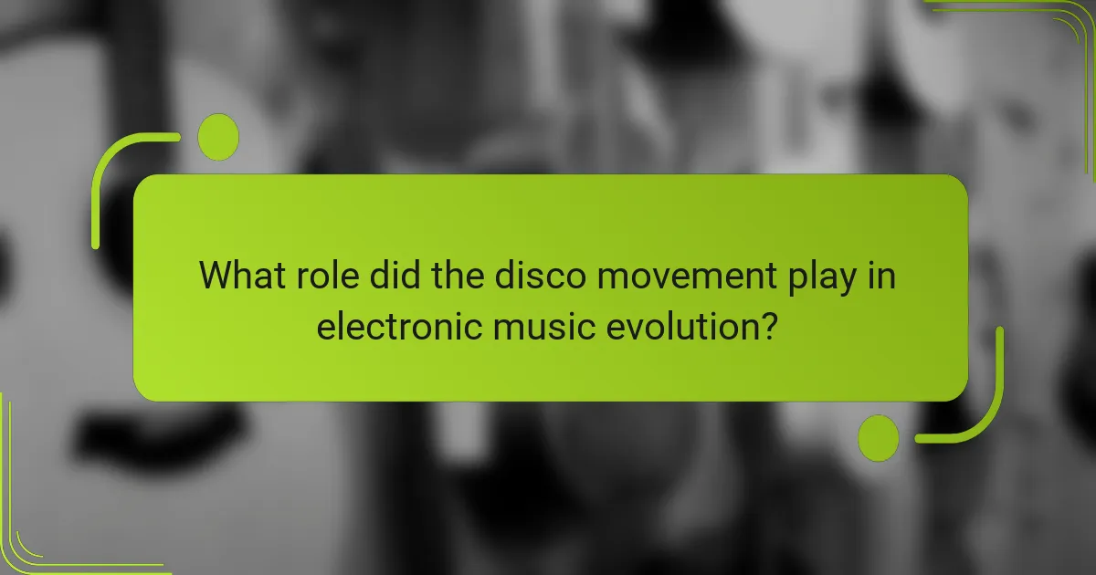What role did the disco movement play in electronic music evolution?