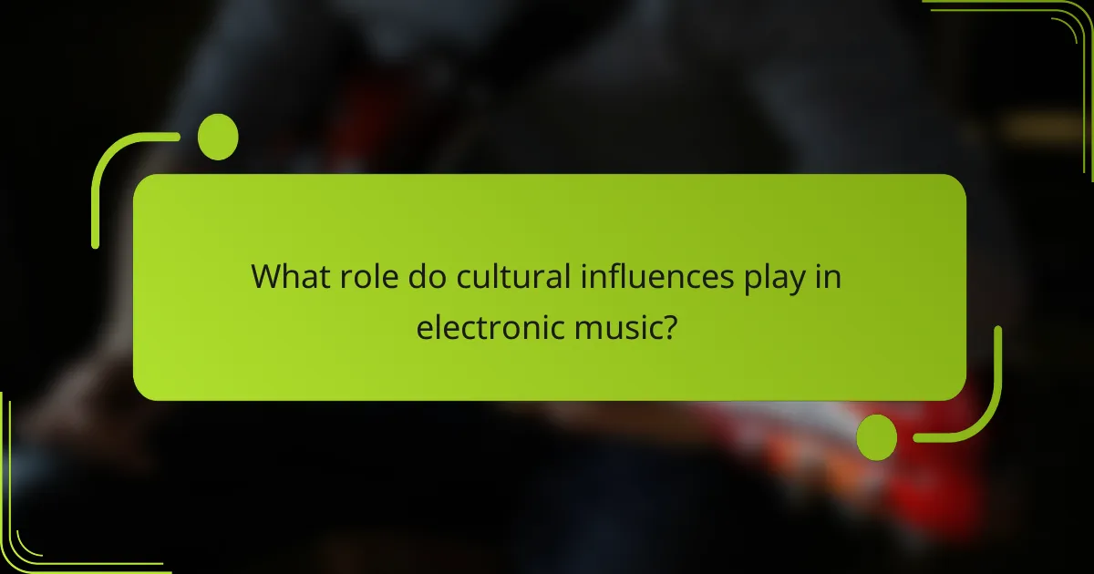 What role do cultural influences play in electronic music?